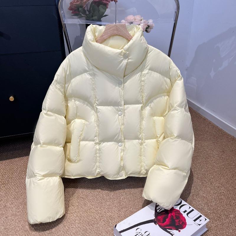 Winter new white duck down jacket women's short stand-up collar loose fashion thickened warm jacket