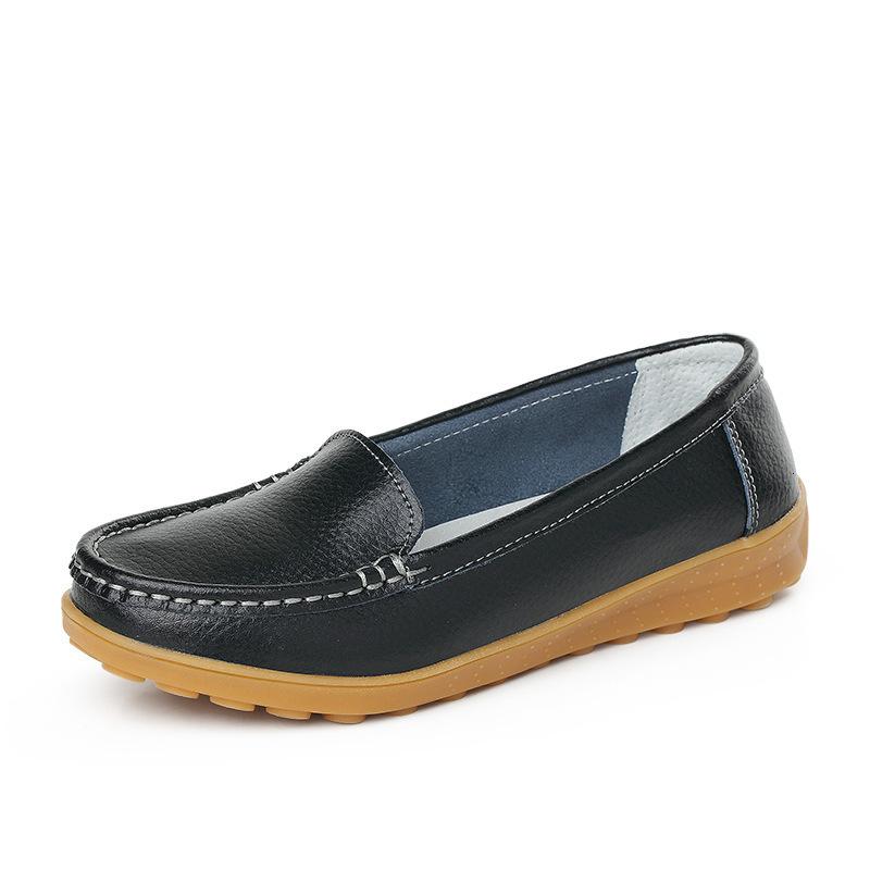 Plokšti Batai Moteriški Lengvi Minkšti Patogūs Moteriški Loaferiai Temperamento Kvėpavimo Vienspalviai Natūralios Odos Laisvalaikio Batai Moterims