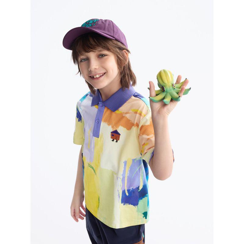 [Moisture-Wicking] Mqd Children's Clothing Boys' Short-Sleeved Polo Shirt Summer New Hand-Painted Children's Short-Sleeved T-Shirt