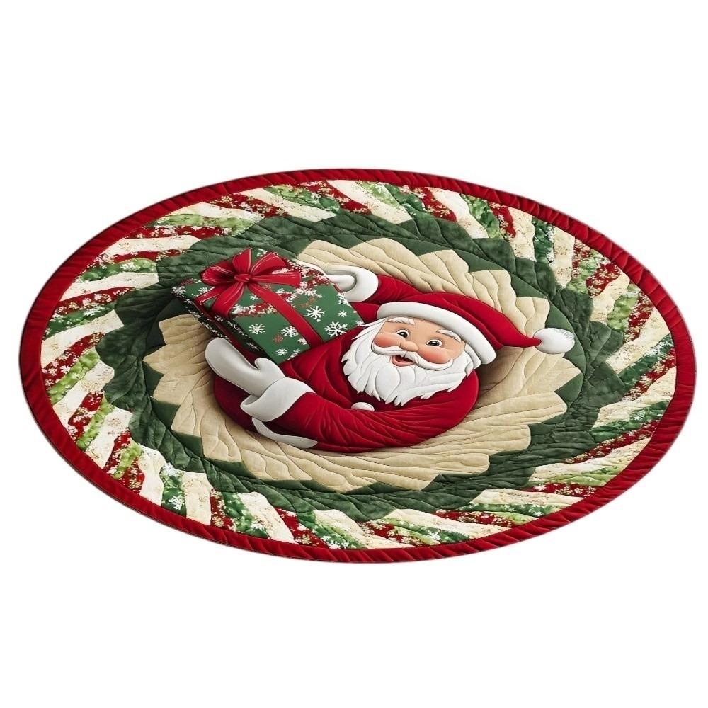 80cm 31.5in 3D Illusion Rug 2D Flat Printed Christmas Doormat Round Vortex Carpet Christmas