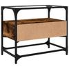 TV Cabinet with Glass Top Smoked Oak Finish 60 x 35 x 51 cm Engineered Wood