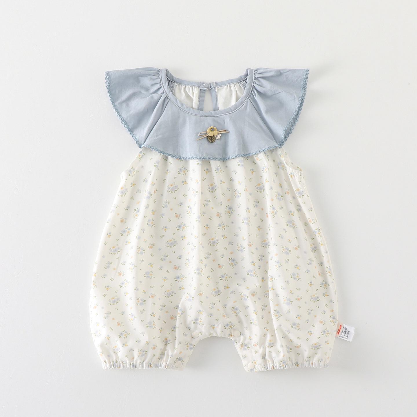 Summer Style Floral Ruffle Collar Sleeveless Baby Jumpsuit 66 cm