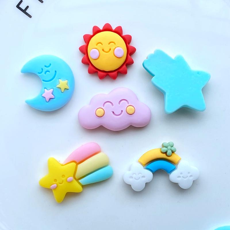 12Pcs New Mixed Mini Rainbow / Sun / Meteor Flat Back Resin Scrapbooking DIY Jewelry Craft Decoration Accessorie Q03
