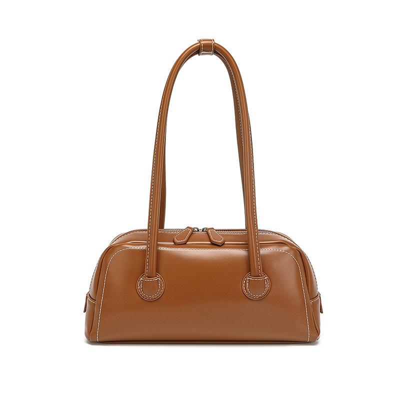 

2025 new niche design French bowling tote bag versatile simple large capacity portable shoulder armpit bag коричневый