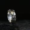 Adjustable Open Ring Men Women Vintage Cracked Texture Geometric Design Plated Unisex Statement Jewelry