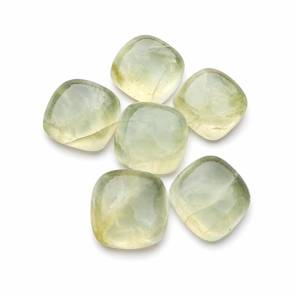 Natural Prehnite Cushion Cabochon Lot, Prehnite Gemstone Cabochon, Cushion Shape Flat Back Stone, Loose Green Gemstone for Jewelry Making