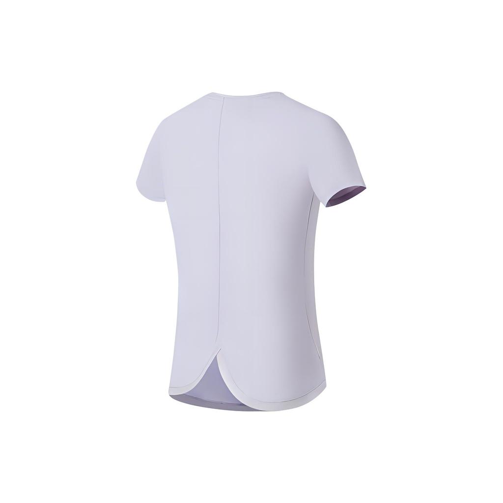 Li Ning Fitness Series Solid Color Round Neck Pullover Short Sleeve T-Shirt Women Tops Purple ATSS404-8