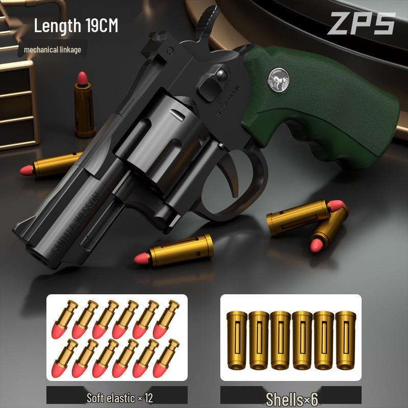 ZP-5 Kids' Rapid-Fire Revolver Soft Bullet Toy Gun with Linkage Blowback