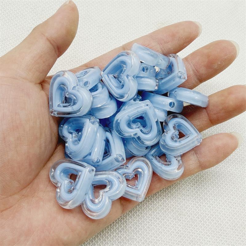 10pcs 20x23mmTransparent Hollow Out Heart-shaped Have Hole Bead Acrylic Straight Hole Bead DIY Mobile Phone Chain Accessory