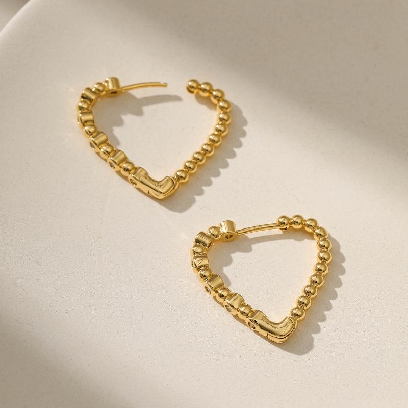 K Gold Plated Copper Creative Zircon Simple Ear Buckle Earrings