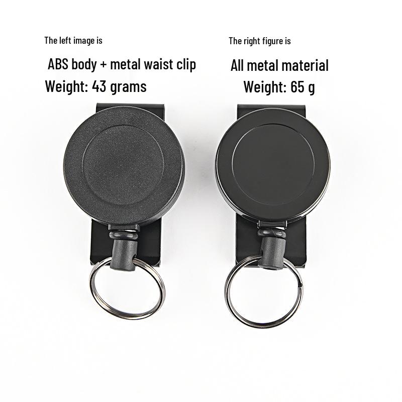Retractable Stainless Steel Anti-theft Keychain with Metal Buckle and Wire Rope