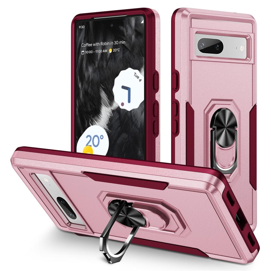 For Google Pixel 7a Case Military Grade Ring Kickstand PC + TPU Phone Cover