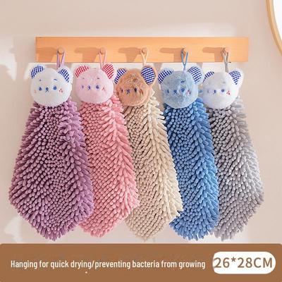 2023 Quick-Dry Chenille Bear Hand Towel for Kitchen & Bathroom