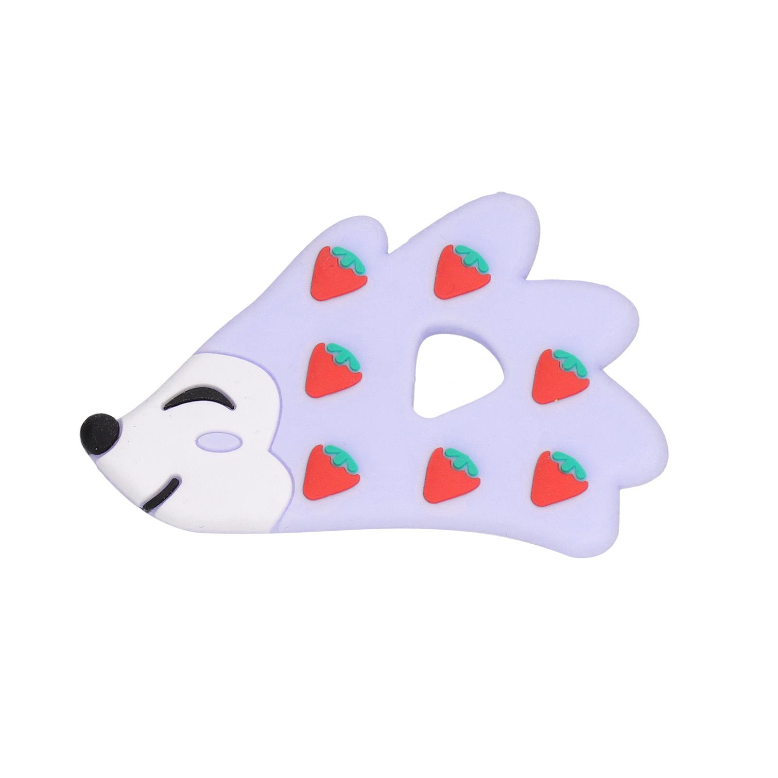 Baby Teether Oral Protection Strawberry Hedgehog Shape Fine Protection Silicone Teether Purple