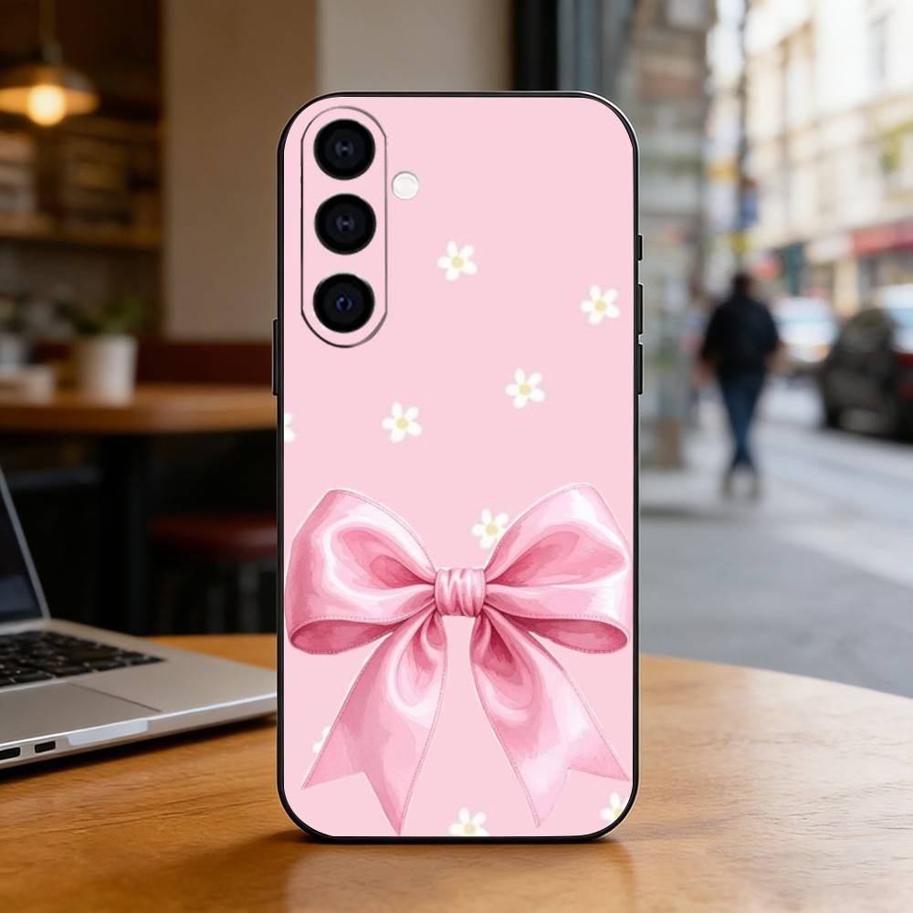 pink bows Phone Case For Samsung Galaxy A73,A72,A71,A70,A53,A52,A51,Soft Silicone Black Cover