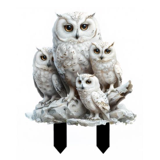 Snowy Owls Garden Birds Yard Waterproof Outdoor Stake 2D Acrylic Art Stake Garden S