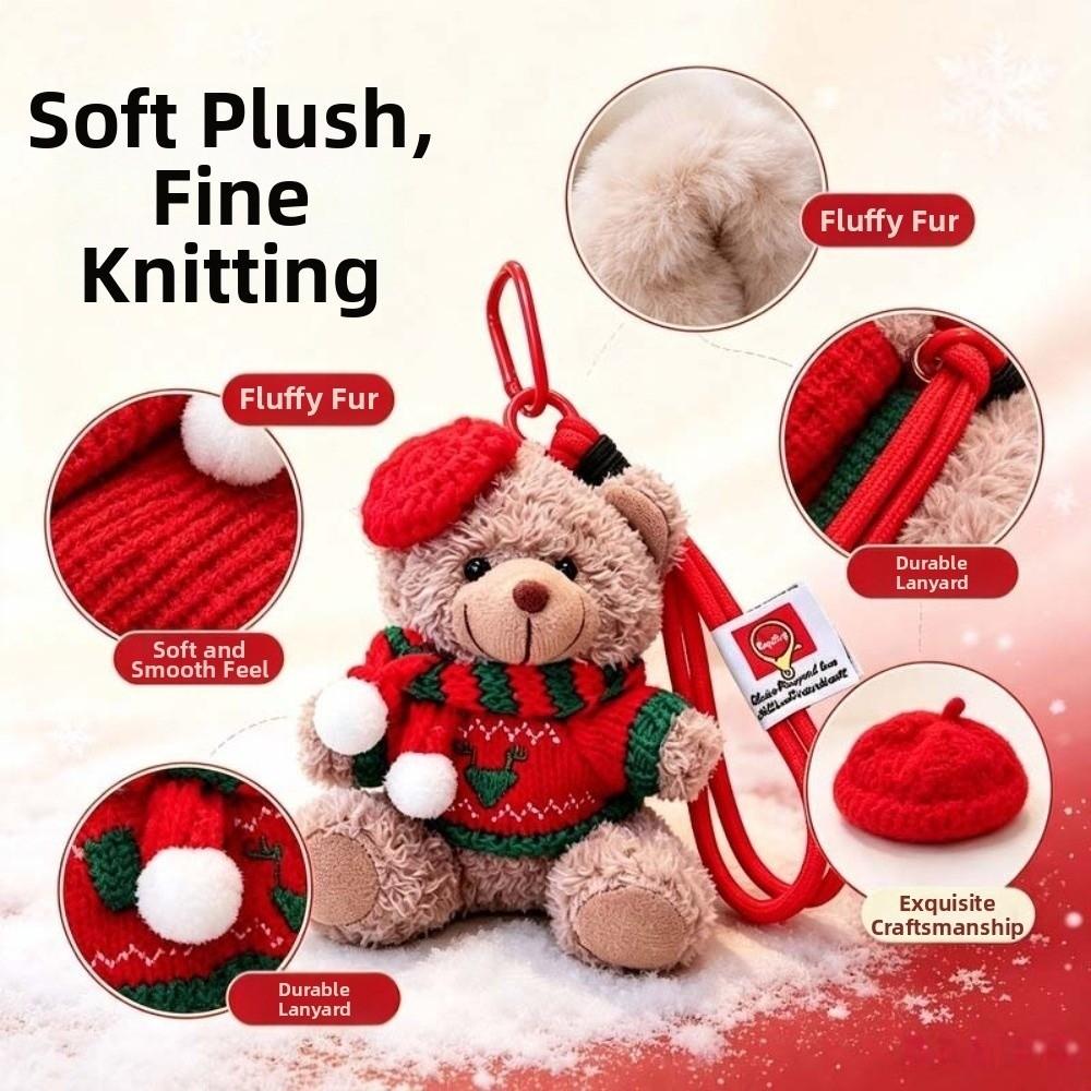 Soft Plush Plush Bear Keychain Knitted Sweater Cartoon Bag Charm Festival Gathering