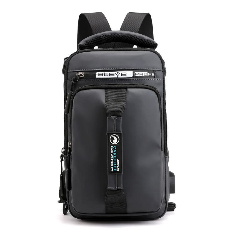 New Men's Chest Bag Charging USB Interface Chest Bag Multifunctional Single Shoulder Bag Backpack