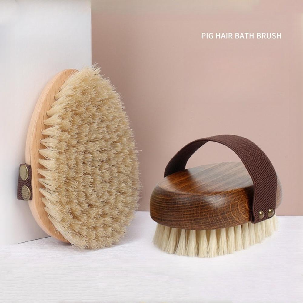 Natural Wood Bristle Bath Brush – Soft Wet Dry Body SPA Massager, Household Practical Skin Exfoliating Brush for Body Cleaning,