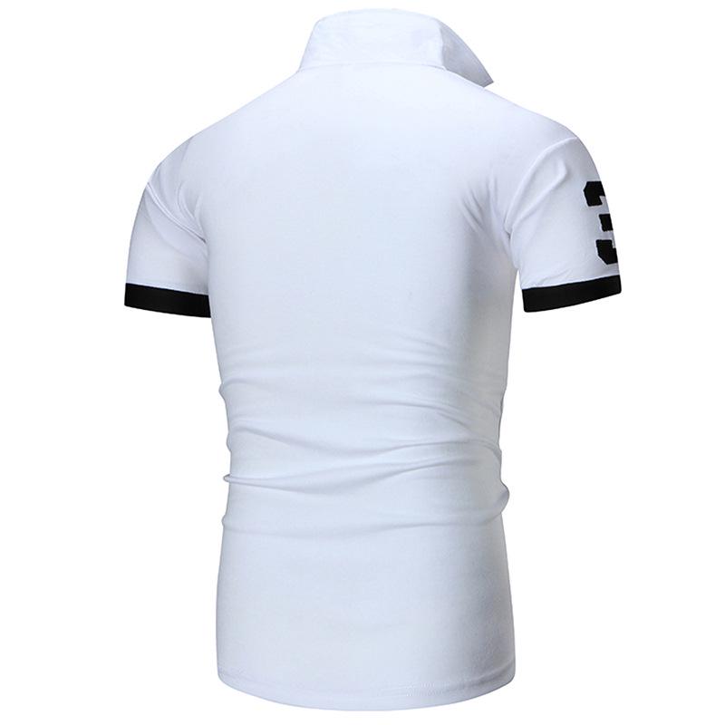 Herren Sommer Casual Besticktes Polohemd mit Umlegekragen und Colorblock-Bündchen