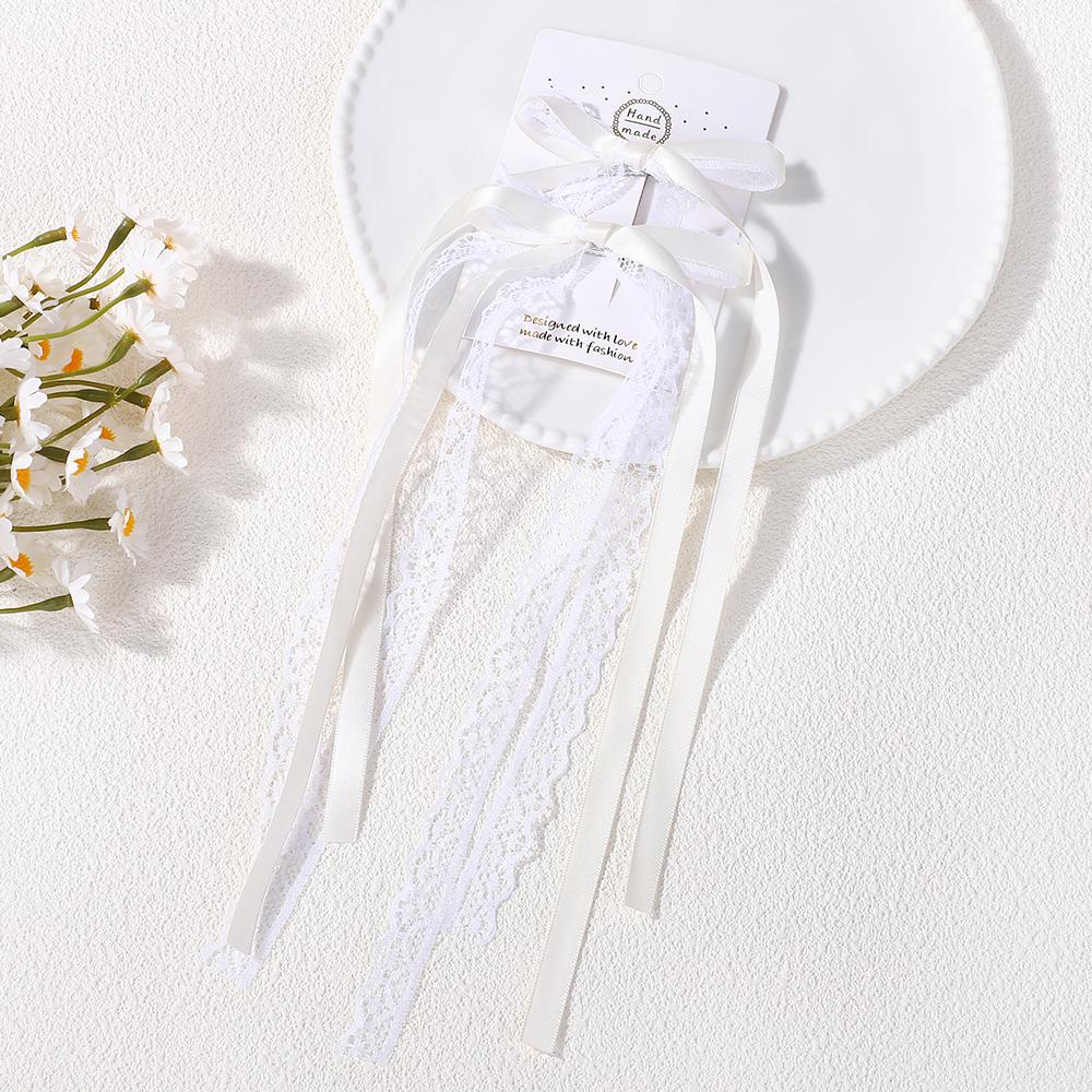 2pcs Elegant Double Layer Ribbon Bowknot Hair Clip for Girl Boutique Headwear Hairgripes Long Tassel Ponytail Hair Accessories