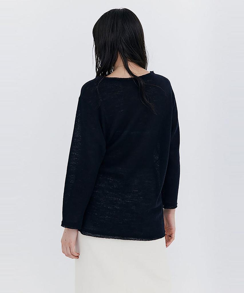 WNDERKAMMER Wool Button Line T-Shirt_Navy