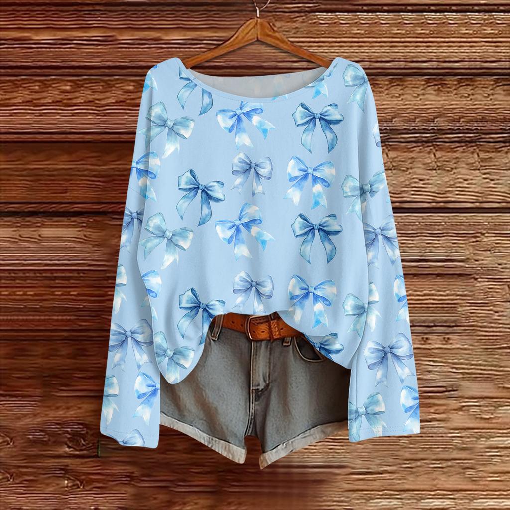 Long Sleeve Shirts For Women Printed Tees Blouses Casual Plus Size Basic Tops Pullover Casual Tunic Top Loose FitShirt