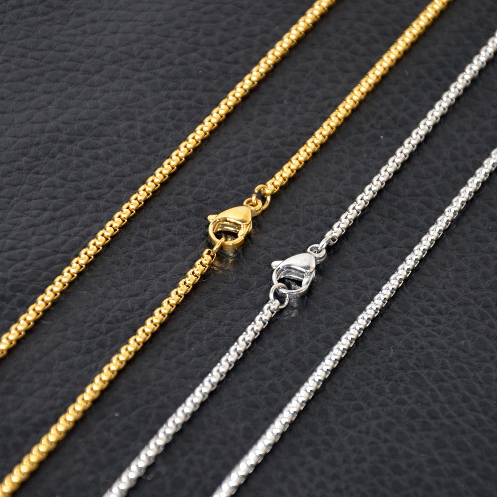 Men's Titanium Steel Interlocking Pendant Necklace with Pearl and Box Chain (EE401)