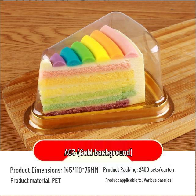 A03 Triangle Cake Box for 6-inch/8-inch Mousse, Mille-feuille, and Durian Pastries - Transparent Disposable Packaging