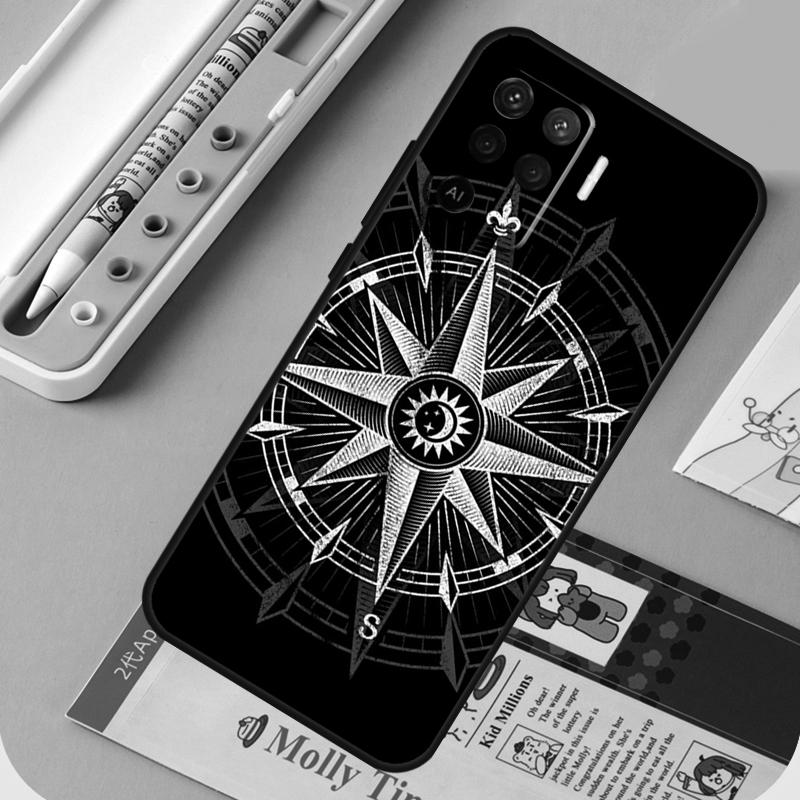 World Map Compass Nautical For Oppo A17 A18 A94 A74 A54 A15 A38 A58 A78 A98 A40 A60 A80 A16 A76 A96 A57 A77 A5 Pro Case