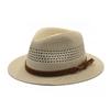 Spring and Summer Hollow Straw Top Hat Outdoor Sunscreen European, American and Panama Casual Straw Hat Men's Breathable Sun Hat