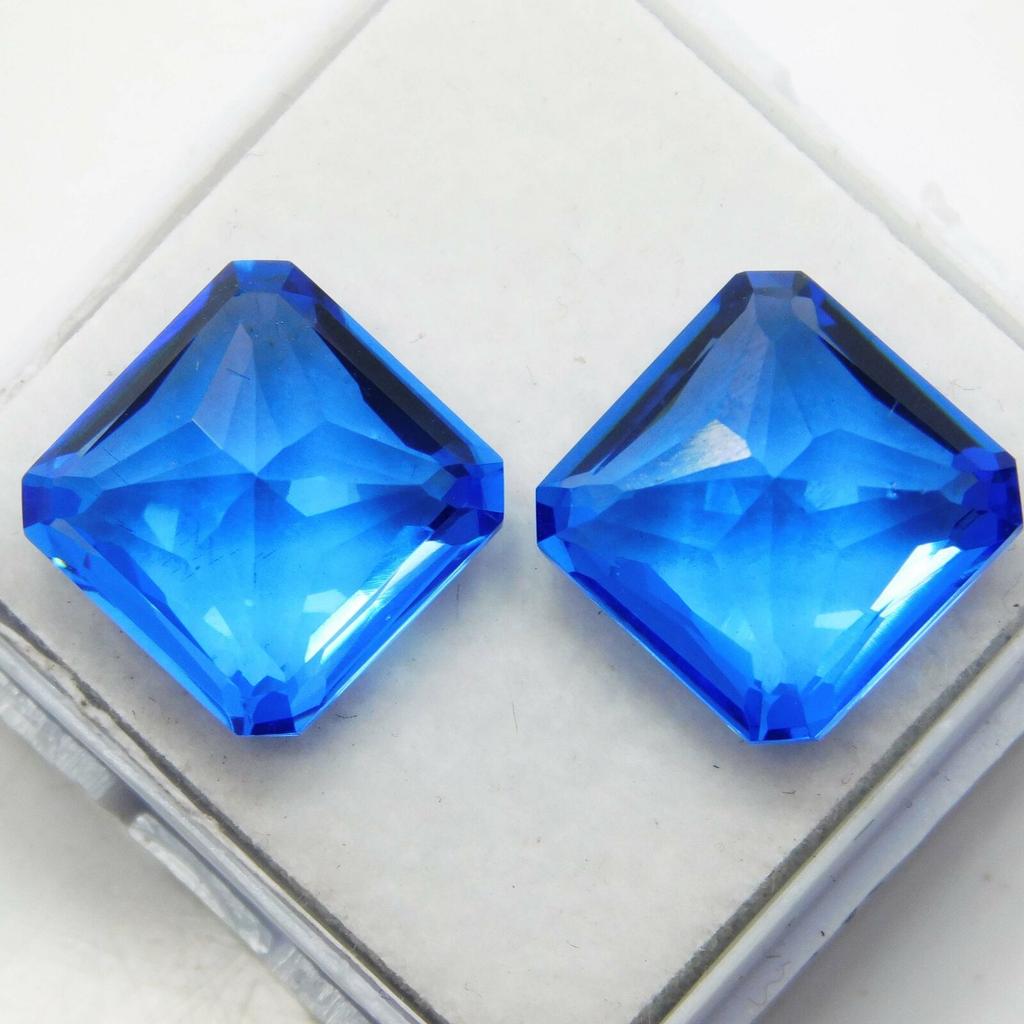 Natural Flawless BLUE Sapphire 18.40 Ct CERTIFIED Loose Gemstone Square Shape