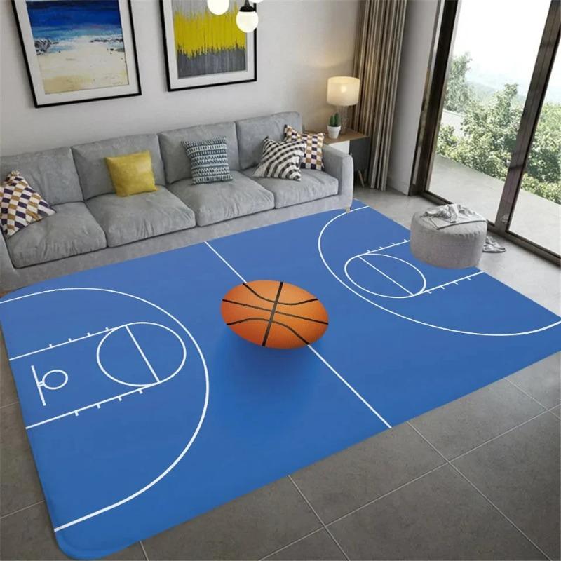 

Basketball Court Print Carpet Sport Theme Floor Mat for Bedroom Living Room Non Slip Game Day Decor Rug 40X60CM