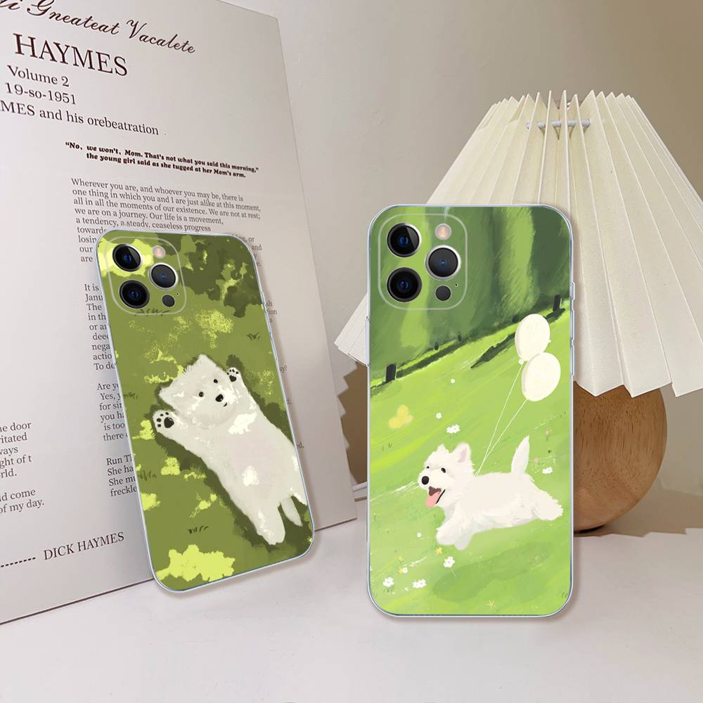 Cute Cartoon Puppy Transparent Soft Phone Case For iPhone 15 12 14 16 17 13 Plus 11 Pro Max 13 Pro