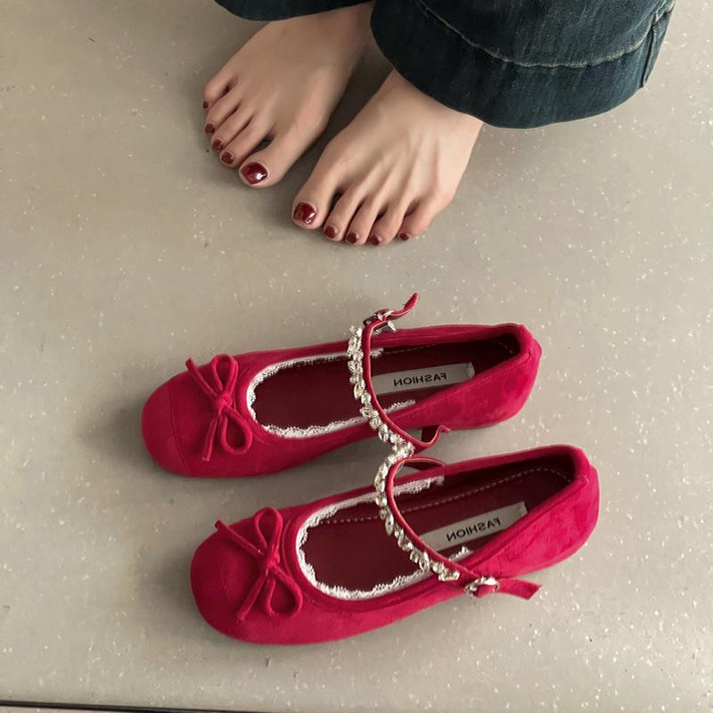 Korean Version of the Design Sense Bow Flat Bottom Shallow Mouth Mary Jane Shoes Women's 2025 Summer New Versatile Exquisite Small Leather Shoes