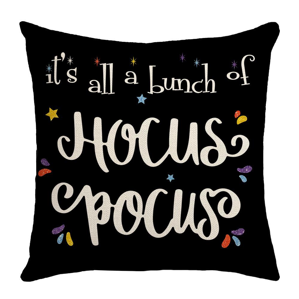 2023 Halloween Decor Cushion Cover Simple Letter Printed Pillow Covers 18x18 Inches Holiday Decorations Linen Black Pillowcase