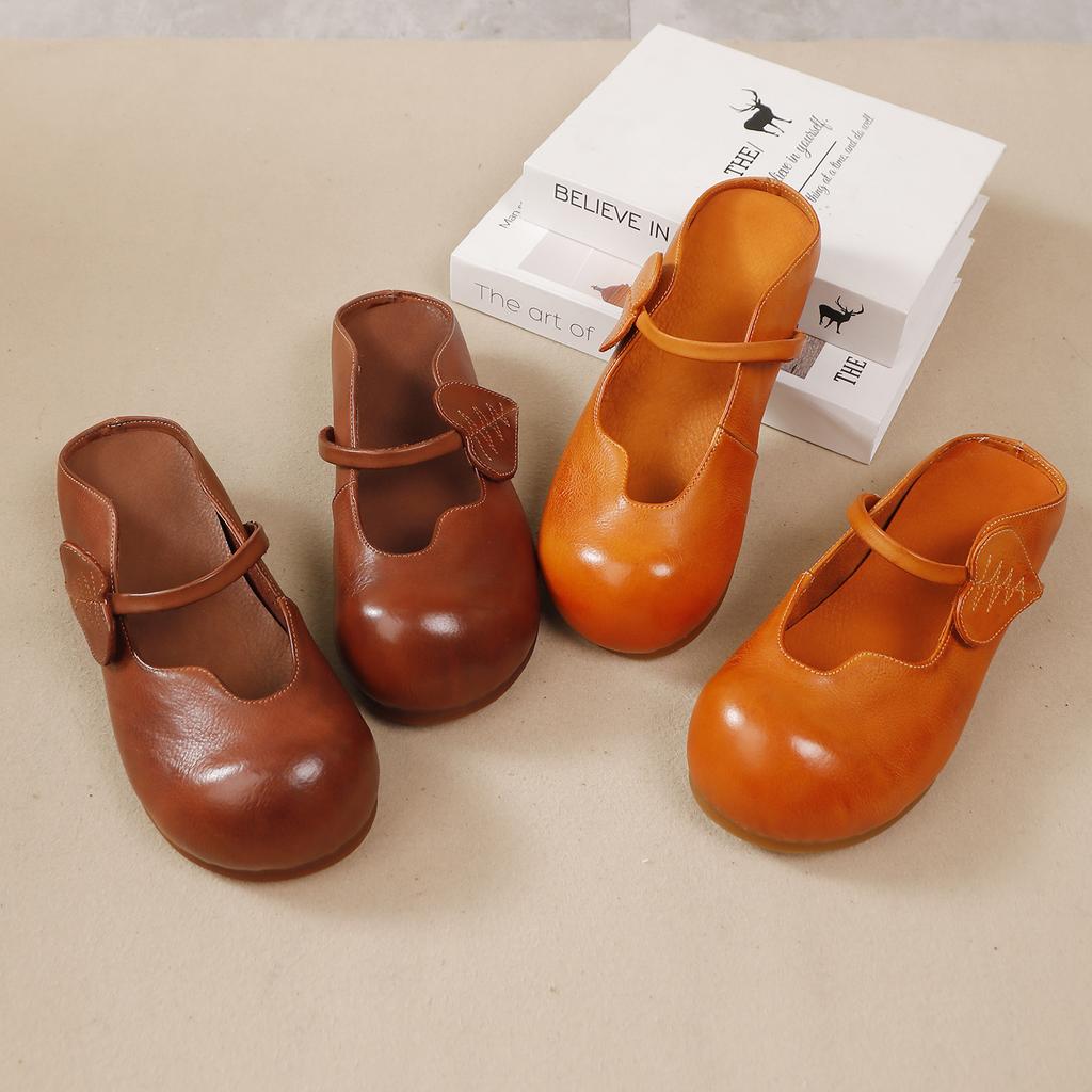 Fashion GKTINOO Retro Genuine Leather Round Toe Summer Slippers Women's Shoes 2025 New Outside Leisure Slip-on Sandals