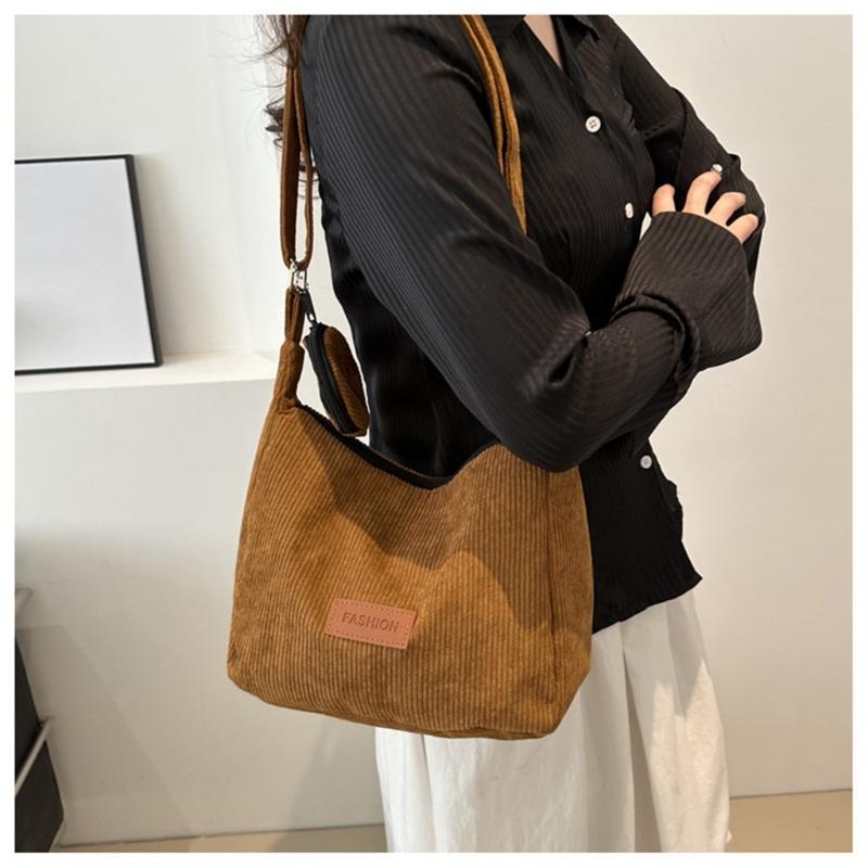 2024 NEW Crossbody Bag Corduroy Shoulder Bags Large Capacity School Book Bag Fashion Bags for Teen Girl Student