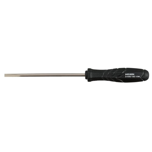 HOZAN Flathead Screwdriver, Strong and Lightweight Grip, Thinner Shaft Ideal for Hard-to-Fit Places, Flathead 4.0 x 0.45, Overall Length 178mm, Shaft