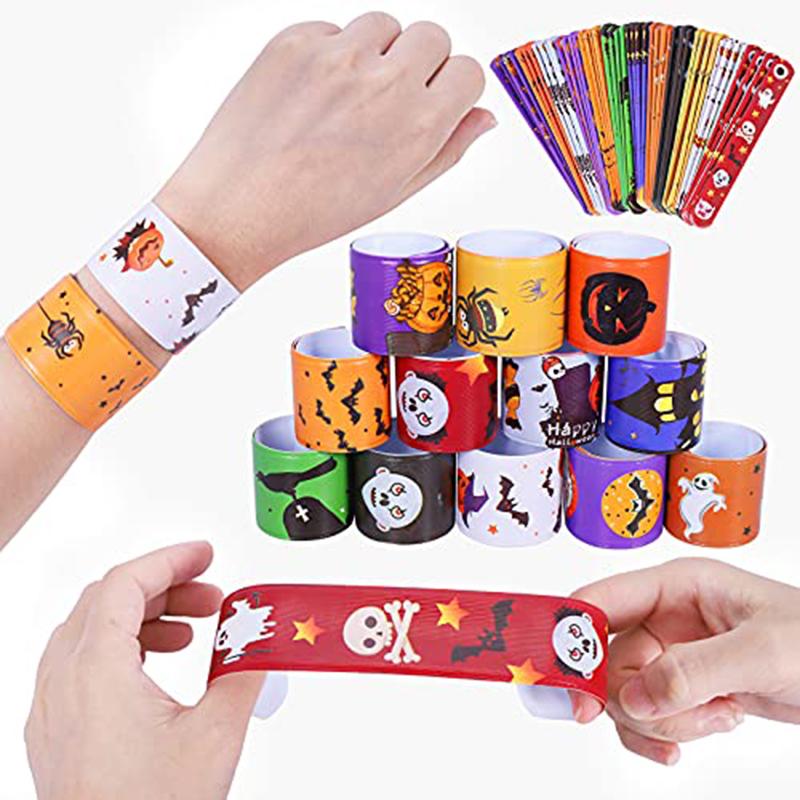 10/30/50 Halloween Slap Bracelets for Kids, Stress Relief Sensory Toys, Halloween Bracelets Bulk for Girls Boys Gifts