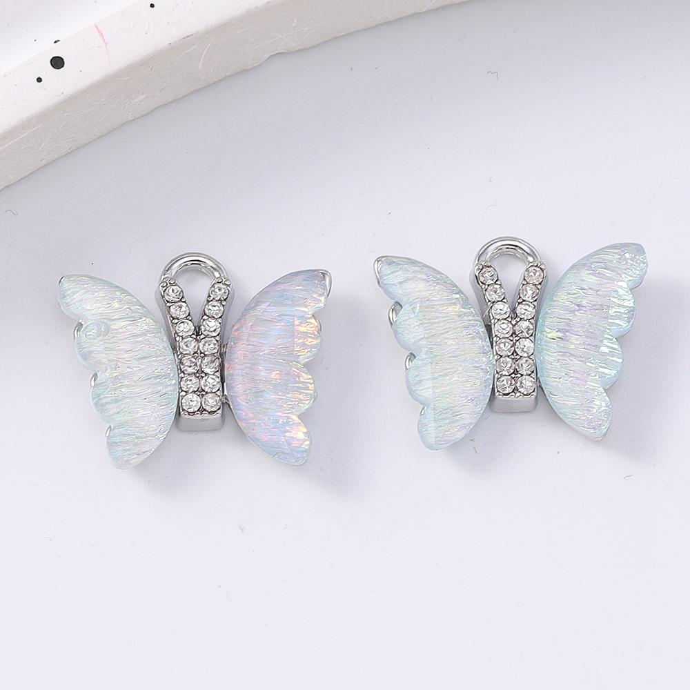 5pcs Shinning Gemstone Butterfly Pendants Charms for Jewelry Making Earrings Bracelet DIY Necklace Accessories Supplies