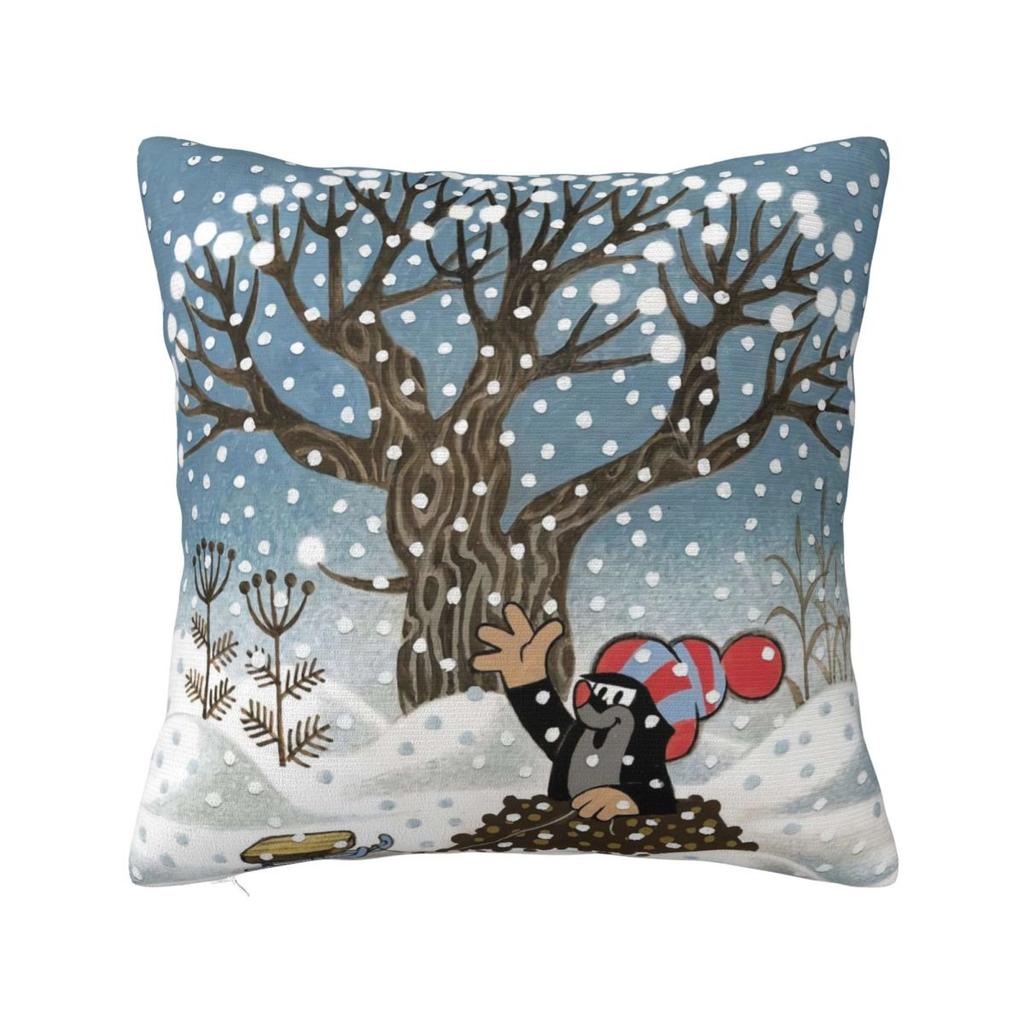 The Little Mole & Friends Pillow Cover Polyester Pillow Case Cushion Cover Funny Design Pillowcases For Living Room Chair