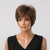 ESIN synthetische Perücken, natürliches kurzes braunes Haar, natürlicher täglicher Gebrauch, Perücke mit Pony, gewellt, Damenperücken für weiße und schwarze Frauen
