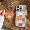 Plaid Panda Meow Magnetic Phone Case for iPhone17/16ProMax/15Pro - Cartoon Design for Women