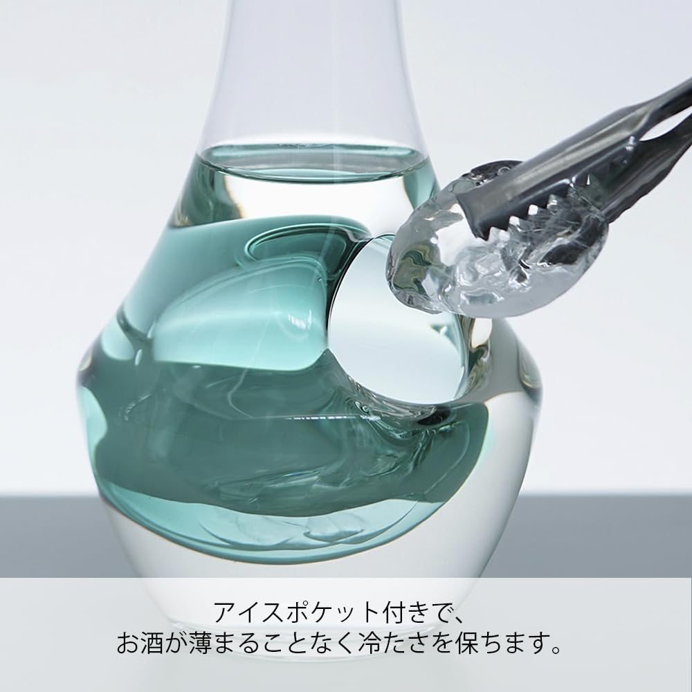 Hario Cool Carafe 360ml Sake Ice Colored Soda Sake Wine Milk N, Capacity, Clear/green Glass, Carafe, Pocket, Glass, Glass, Carafe, Decanter, Pitcher,