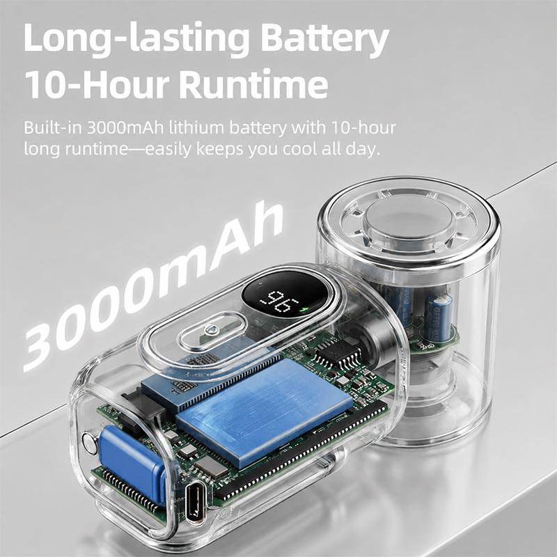 Mini Fan Handheld Small Fan 3000mAh 5 Speeds Cooling Turbo 180° Adjustable Clip LED Display Type-C Rechargeable Portable Fans