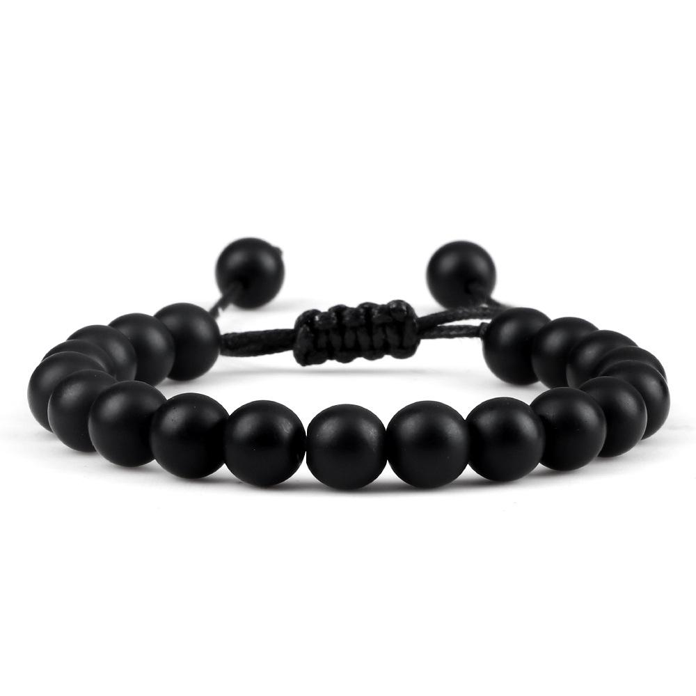 Men's and Women's 8mm Black Matte Volcanic Stone Beaded Stretch Bracelets