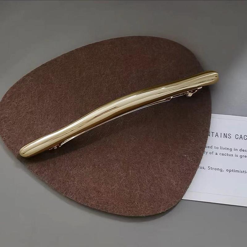 Agrafe de păr noi pentru femei, vintage, simple, aurii, tip barretă lungă, metalice, cu formă neregulată, agrafă de păr pentru doamne, netedă, cu clips cu arc, agrafă de păr