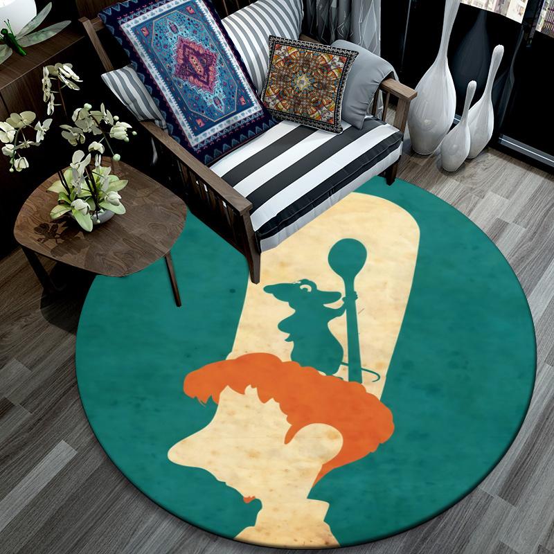 Ratatouille pattern round rug,Carpet Rug for Living Room Bedroom Playroom ,Non-slip Floor Mat,Holiday Gifts and Birthday Gifts.