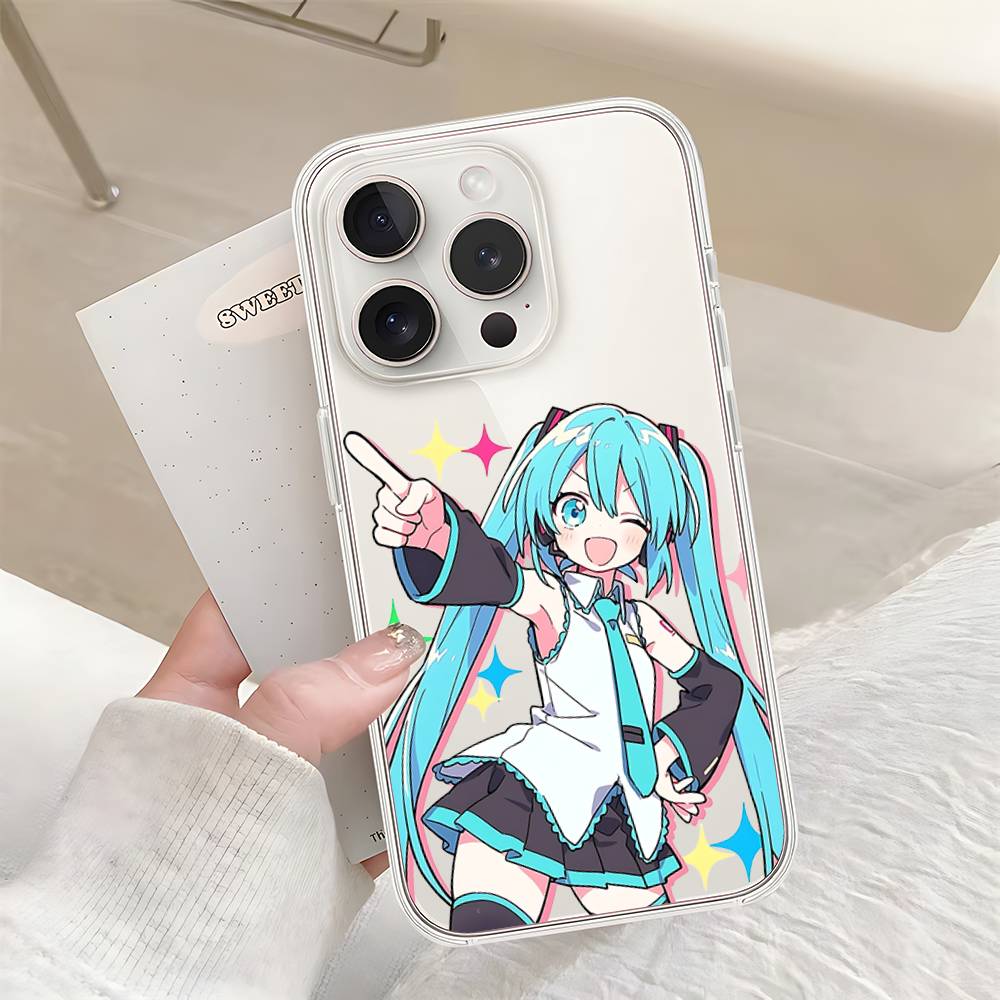 Kawaii H-Hatsune Miku-S Phone Case For Iphone17 16 15 11 13 14 Pro Max 7 8 Plus X Xr Xs Max Se2020 12mini Transparent Cov